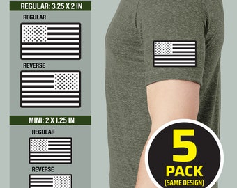 USA Flag Inverse Black Heat Transfer (Pack of 5), uniforms