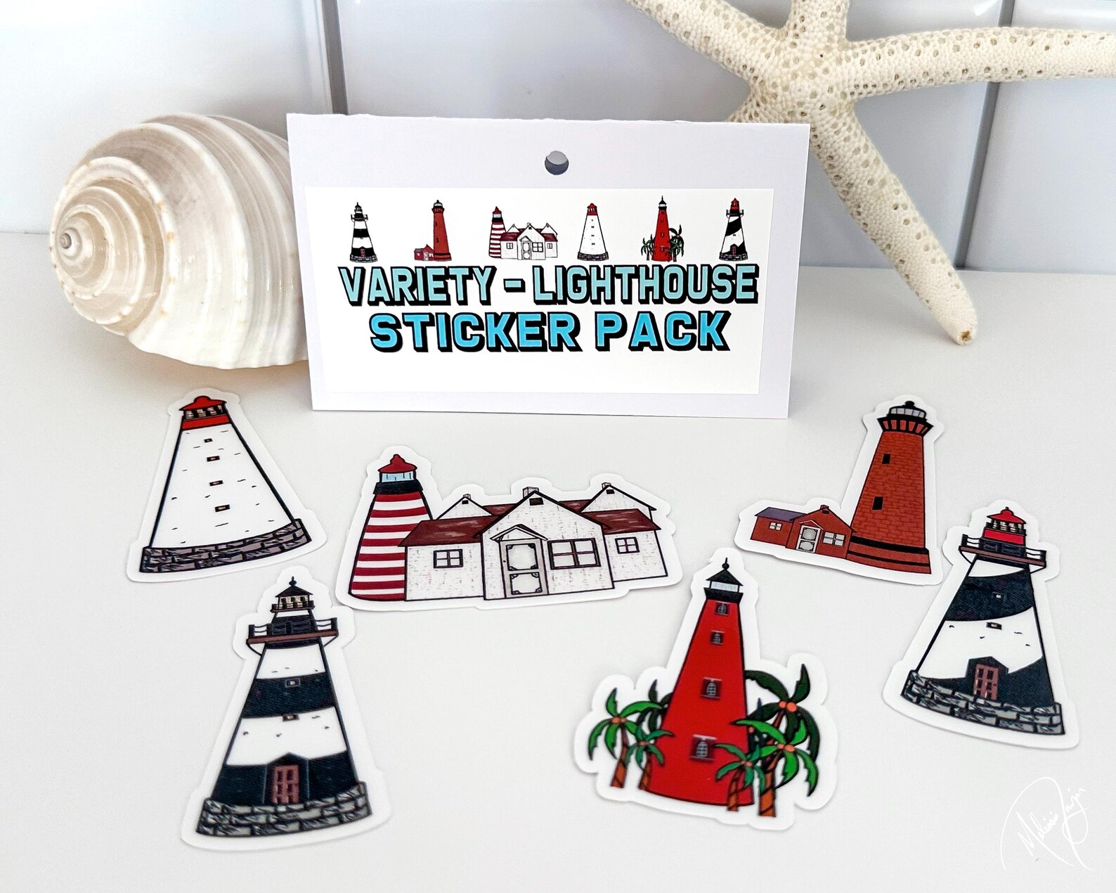 Lighthouse Sticker Pack Variety: US Landmark Waterproof Decals - Etsy