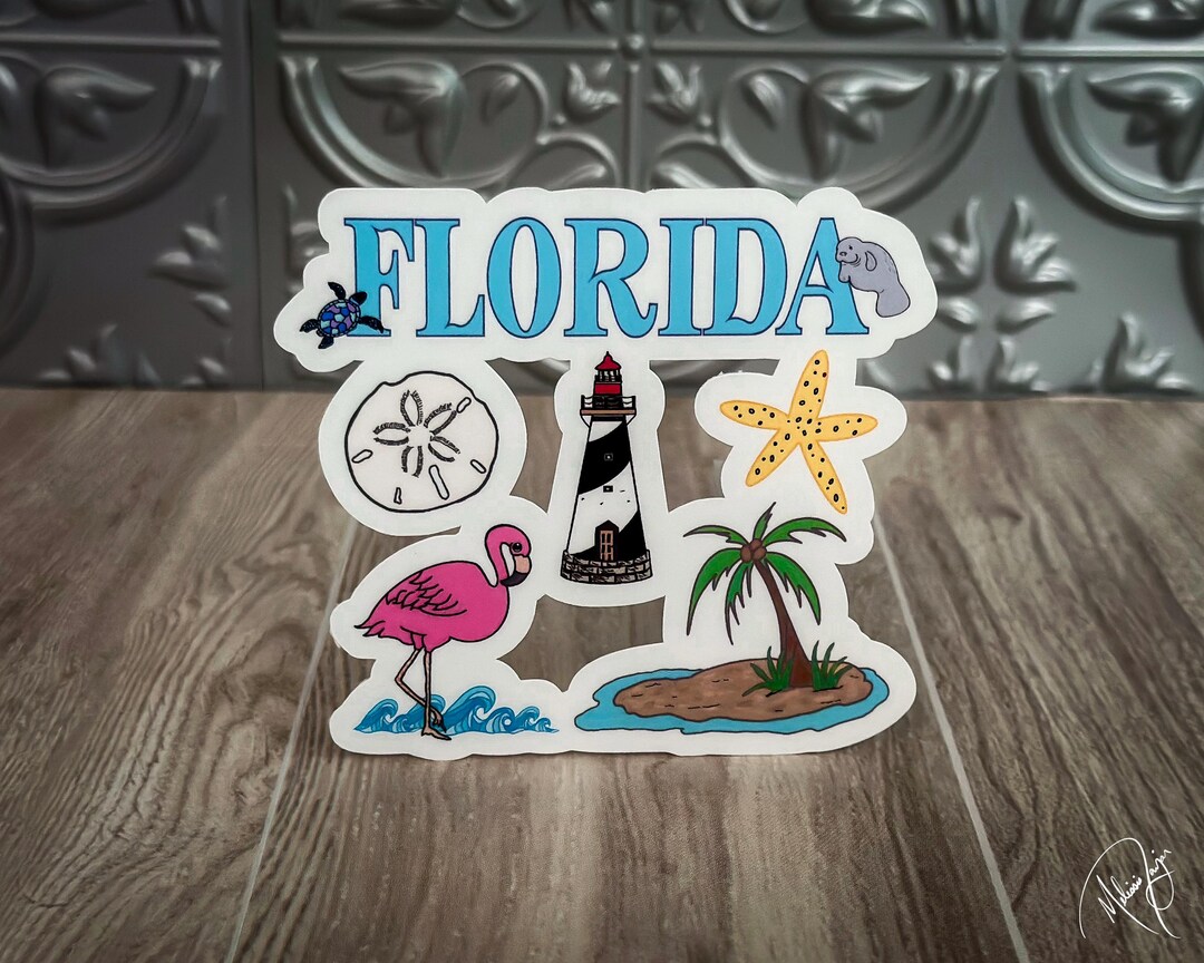 Florida Collage Sticker, Travel Stickers, Waterproof Stickers, Laptop ...