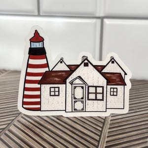 West Quoddy Head Light Sticker, Maine Lighthouse, Coastal Sticker, Laptop Stickers, Water Bottle Sticker, Nautical Sticker, Waterproof