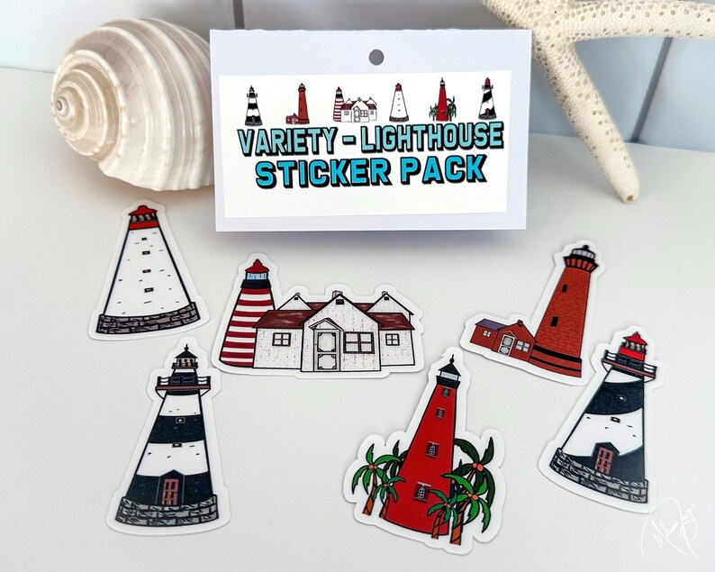 Lighthouse Sticker Pack Variety: US Landmark Waterproof Decals - Etsy