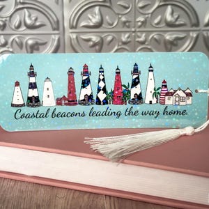 Lighthouse Bookmark, Coastal Beacons Leading The Way Home, Bookish Gift For Her, Cute Handmade Bookmark, Lighthouse Fan, Nautical Bookmark