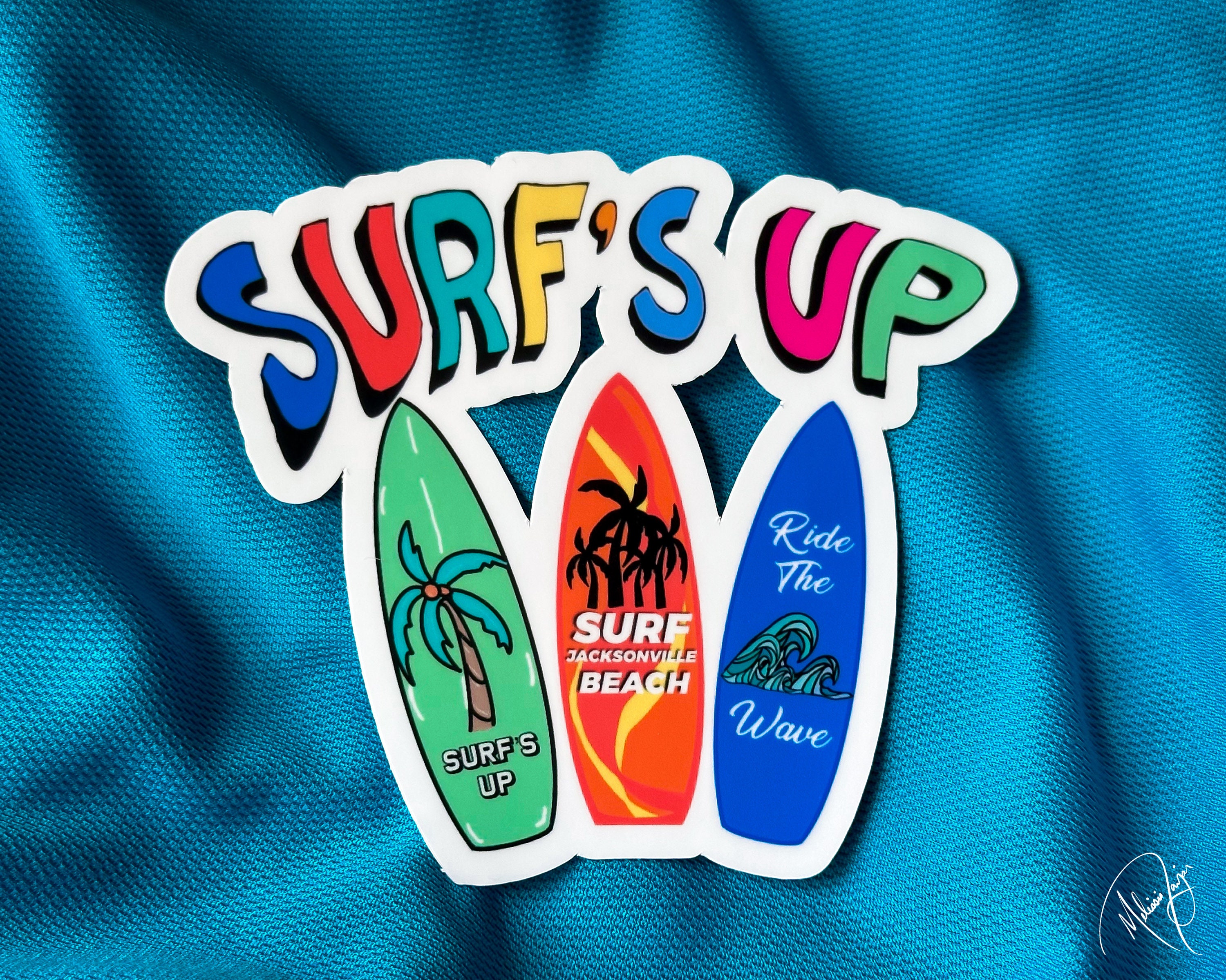 Yallingup Surf Sticker Surfs up Sticker: Colorful Surfboard Laptop Decal - Etsy
