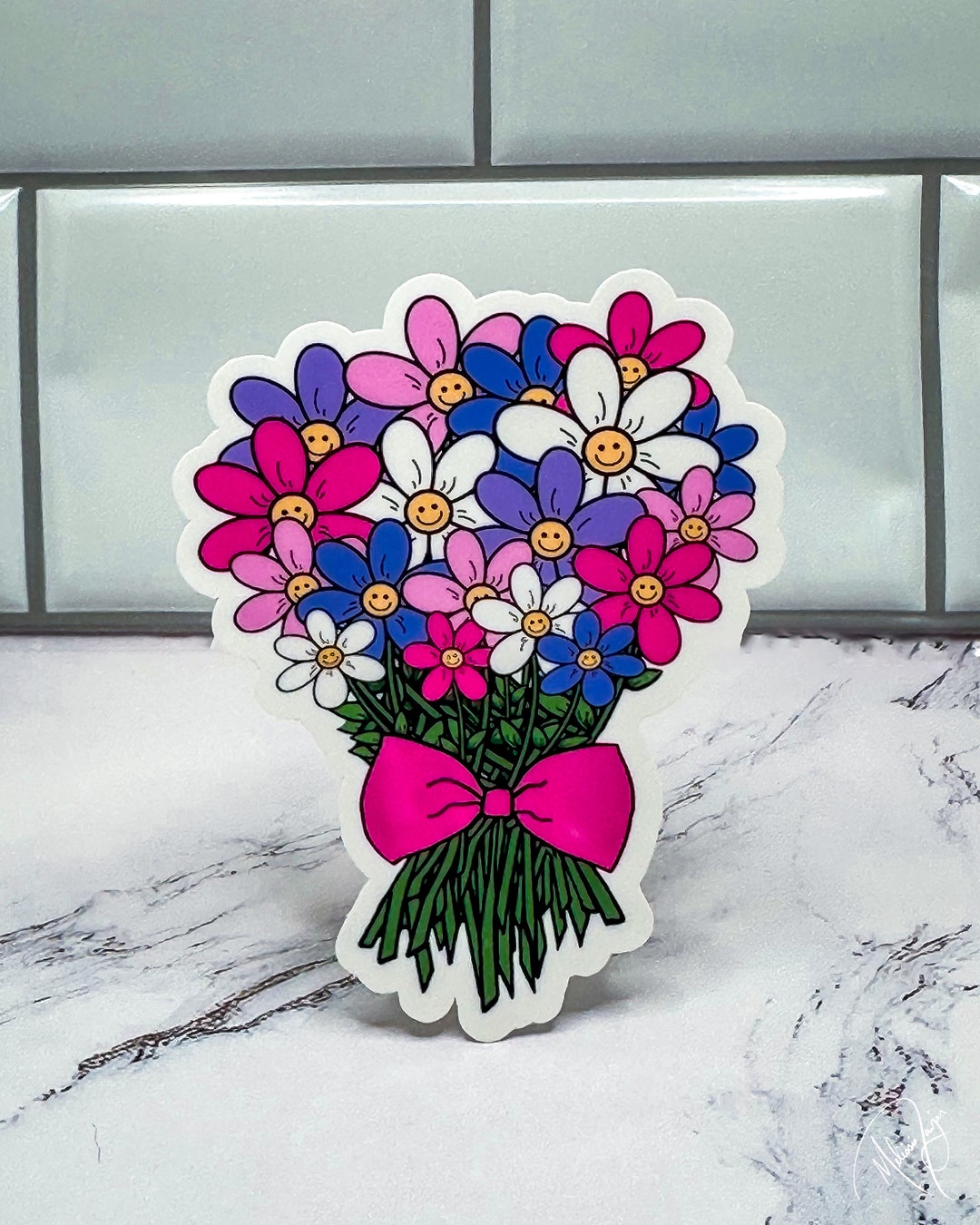 Flower Bouquet Sticker, Floral Sticker, Waterproof Sticker, Laptop ...