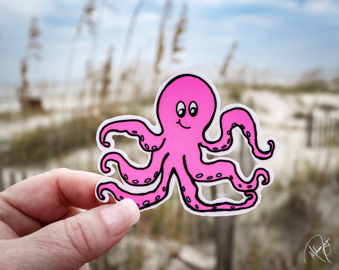 Pink Octopus Sticker: Waterproof Sea Life Decal - Etsy