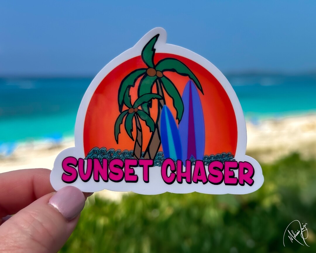 Sunset Chaser Sticker, Stanley Cup Sticker, Gift for Her, Tropical ...