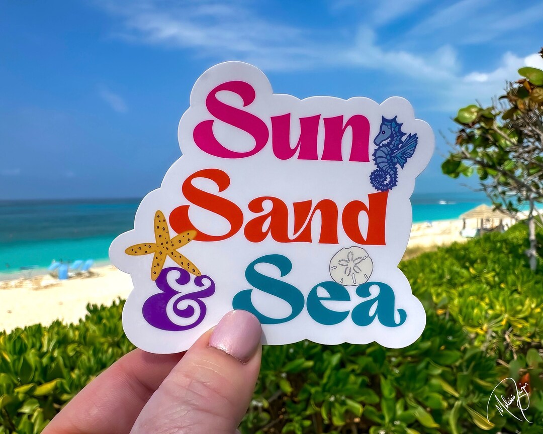 Sun Sand & Sea Sticker: Beach Laptop Decal, Waterproof - Etsy