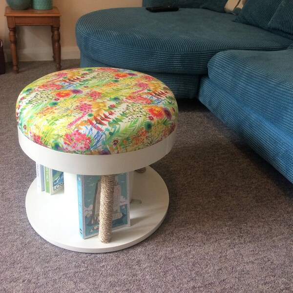 Footstool Pouffe Upholstered Liberty Tana Lawn Fabric Professionally Hand Made