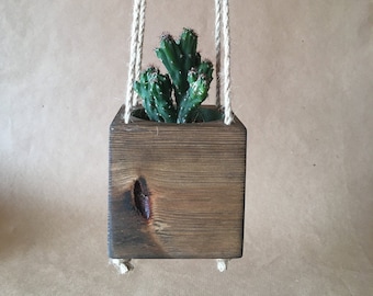 Wooden Hanging Planter Hanging Plant Pot Wood Plant Pot Plant Hanger