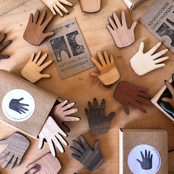 Wooden Hand Shaped Magnets - Eco Fridge Magnet - Recycled Wood Magnets Notice Board Magnets