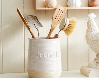 Natural Ceramic Utensils Holder