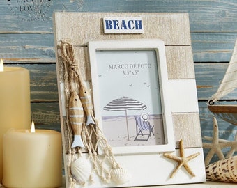 Beach Photo Frame With Nautical Garnish - 3.5" x 5" Photo Size