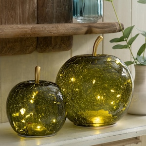Green Crackle Glass Apple LED Light