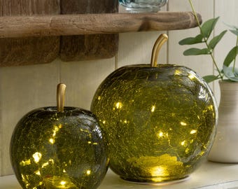 Green Crackle Glass Apple LED Light