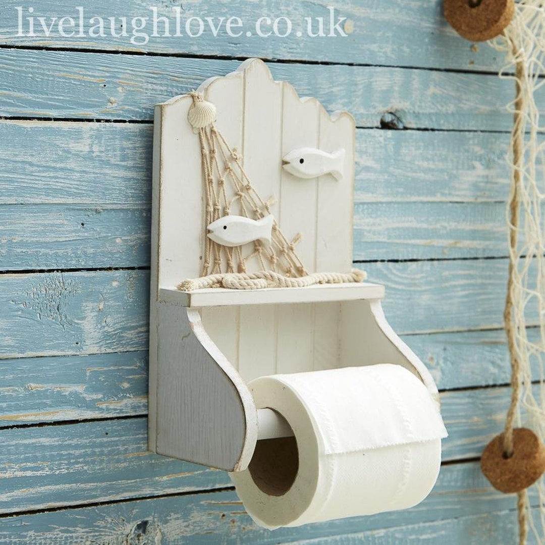 Nautical Painted Wooden Toilet Roll Holder - Etsy UK