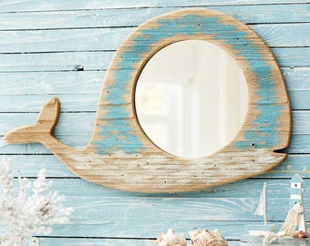Large Nautical Driftwood Whale Mirror