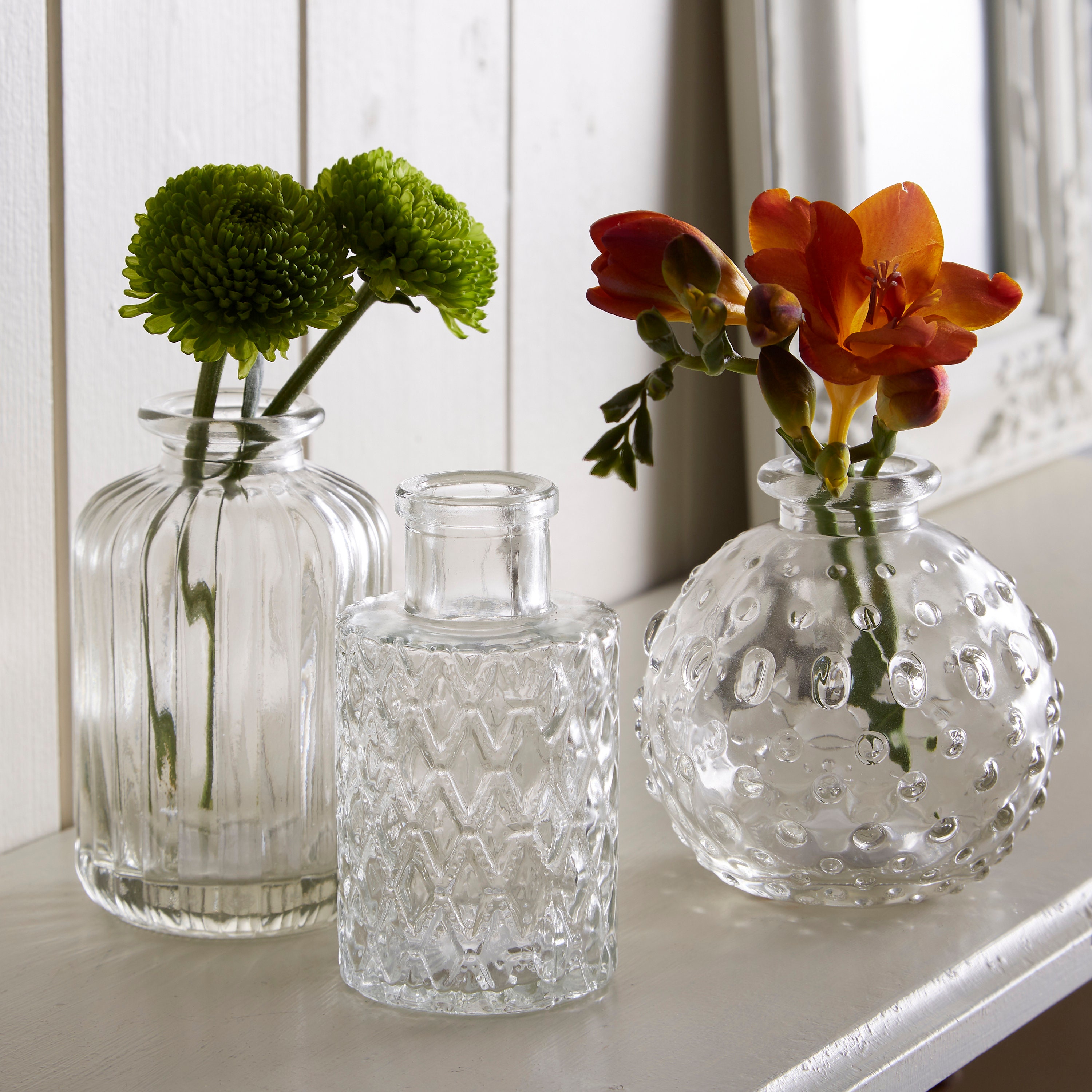 Set of 3 Clear Vintage Style Glass Vases Etsy UK
