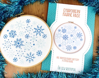 Snowflake Embroidery Pattern,  Snow Needlework Kit,Hoop Art Pattern, DIY Christmas Gifts, Xmas Embroidery Pattern, Adults Craft Set