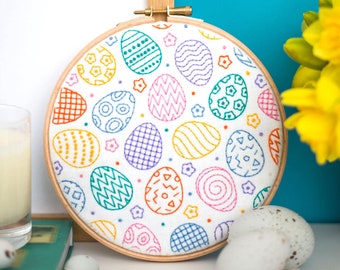 Easter Embroidery Kit, Embroidery Pack, Easter Eggs Needlecraft Kit, Hand Embroidery Kit, Modern Needlework Kit, Hoop Art Kit for Adult