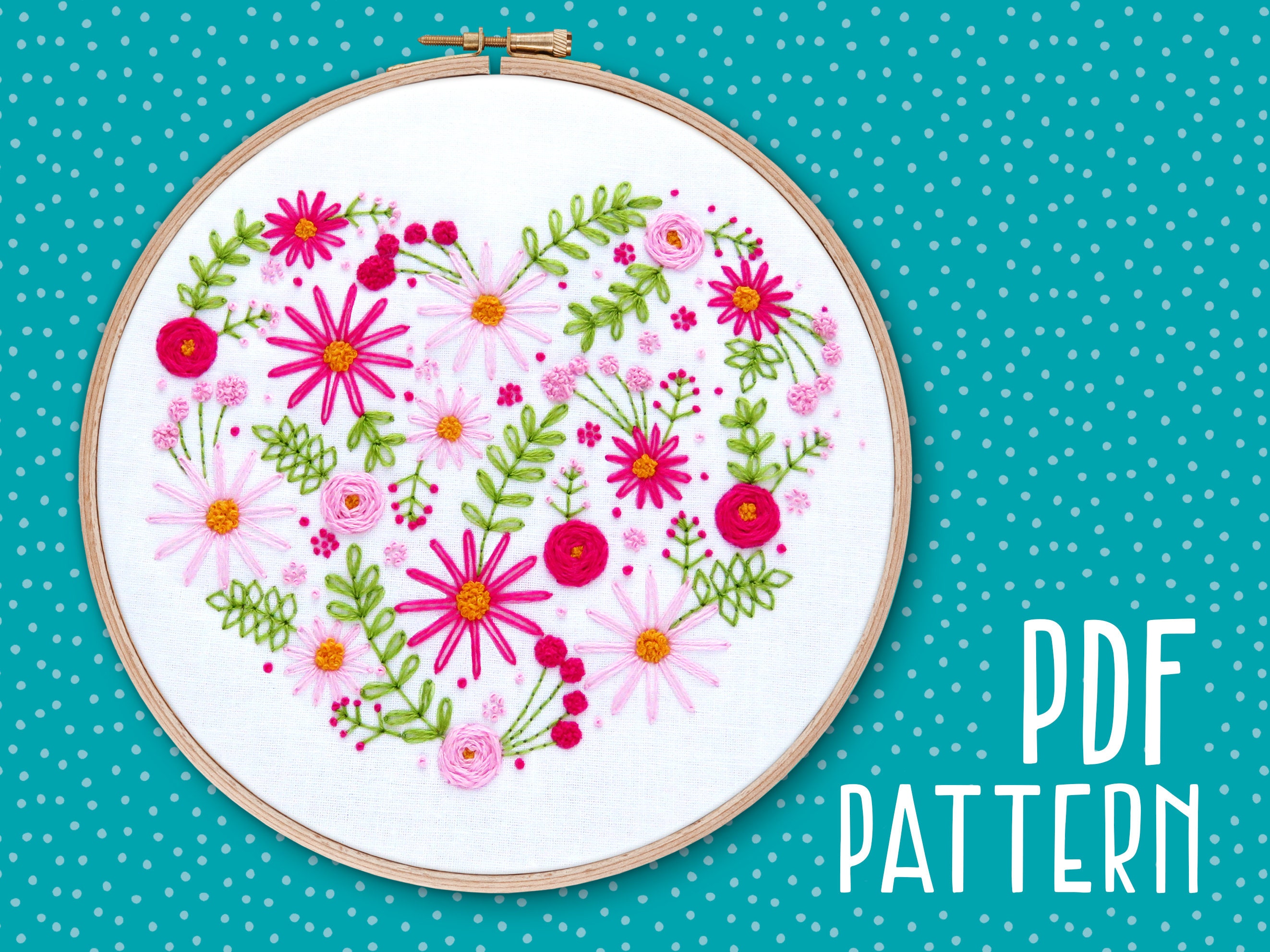 Heart Embroidery Pattern PDF Mothers Day Hoop Art Tutorial - Etsy Sweden