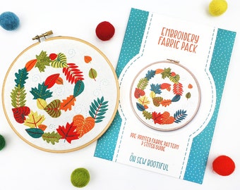 Leaves Embroidery Pattern, Autumn Needlecraft Pattern, Nature Embroidery, Autumn Leaves Embroidery Pattern, Stamped Embroidery Pattern