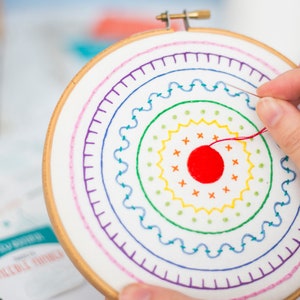 Rainbow Embroidery Kit, Embroidery Sampler Kit, DIY Modern Sampler, Easy Embroidery, Beginners Embroidery Kit, Rainbow Needlework, Hoop Art image 2