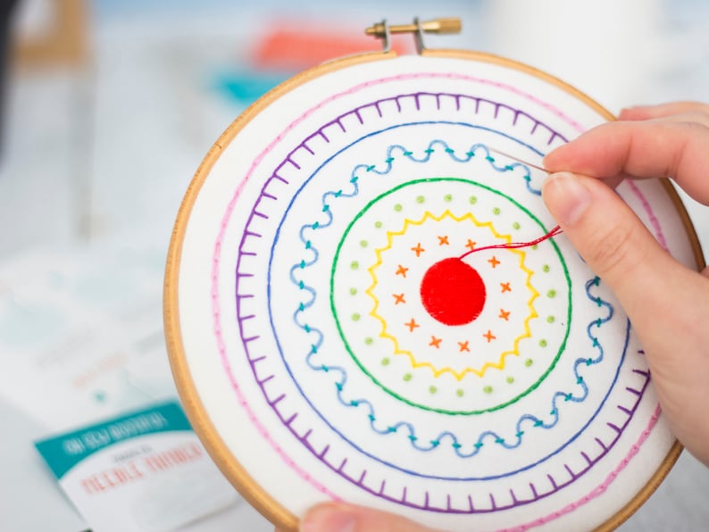 Rainbow Embroidery Kit, Embroidery Sampler Kit, DIY Modern Sampler, Easy Embroidery, Beginners Embroidery Kit, Rainbow Needlework, Hoop Art image 2