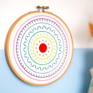 Rainbow Embroidery Kit, Embroidery Sampler Kit, DIY Modern Sampler, Easy Embroidery, Beginners Embroidery Kit, Rainbow Needlework, Hoop Art image 4