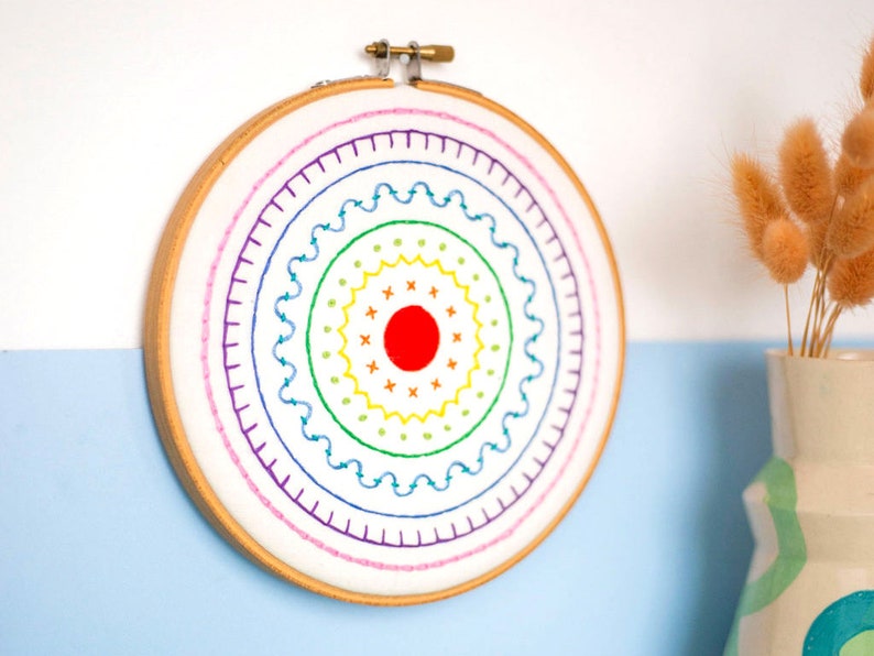 Rainbow Embroidery Kit, Embroidery Sampler Kit, DIY Modern Sampler, Easy Embroidery, Beginners Embroidery Kit, Rainbow Needlework, Hoop Art image 4