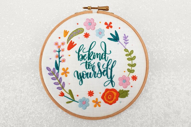 Be Kind To Yourself Embroidery Kit Spring Needle Craft Kit image 1