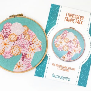 Feminist Embroidery Pattern, Floral Needle Craft Pattern, Lady Embroidery Pattern, Stamped Needlework Pattern, Modern Hoop Art Pattern.