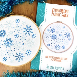 Snowflake Embroidery Pattern,  Snow Needlework Kit,Hoop Art Pattern, DIY Christmas Gifts, Xmas Embroidery Pattern, Adults Craft Set