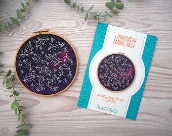 Astrology Embroidery Pattern: Star Signs Constellations Fabric Pack