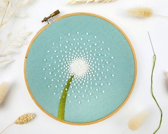 Dandelion Embroidery Kit, DIY Hoop Art Kit, Needlework Kit, Modern Flower Embroidery Pattern, Relaxation, Mindfulness Gift, Gift For Crafter