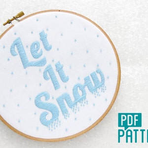 Snow Embroidery Pattern, Let It Snow Needlecraft, Winter Needlework Pattern, Xmas Embroidery Pattern, Christmas Hoop Art Tutorial, Hagge PDF image 1