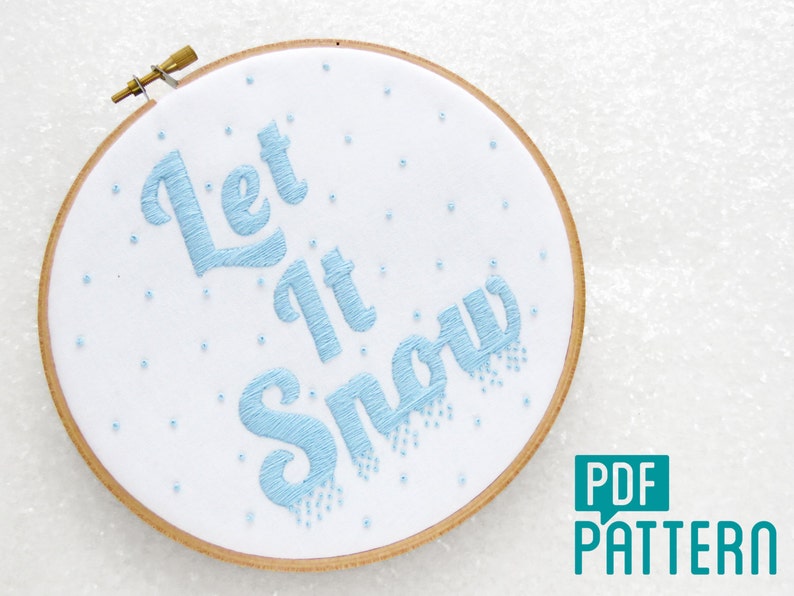 Snow Embroidery Pattern, Let It Snow Needlecraft, Winter Needlework Pattern, Xmas Embroidery Pattern, Christmas Hoop Art Tutorial, Hagge PDF image 1