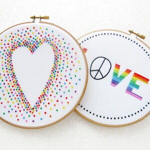 Love Embroidery Pattern, Peace Needlework Pattern, LGBT Embroidery, GLBT Anniversary Gift, Pride Hoop Art, Gay Pride, Beginner Embroidery image 4