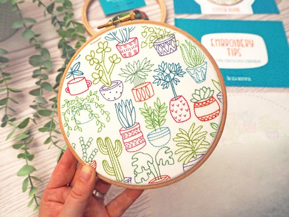 Plants Embroidery Kit, Houseplants Needle Craft Kit for Adults