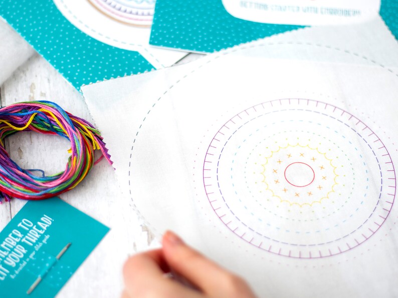 Rainbow Embroidery Kit, Embroidery Sampler Kit, DIY Modern Sampler, Easy Embroidery, Beginners Embroidery Kit, Rainbow Needlework, Hoop Art image 3