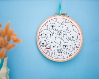 Dogs Embroidery Kit, Beginners Embroidery, Dog Lovers Gift, Dogs Hoop Art, Animal Lovers Gift, Dogs Needlework Kit, Easy Embroidery Set,