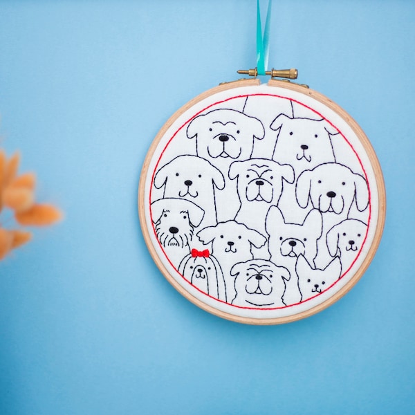 Dogs Embroidery Kit, Beginners Embroidery, Dog Lovers Gift, Dogs Hoop Art, Animal Lovers Gift, Dogs Needlework Kit, Easy Embroidery Set,