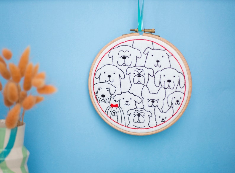 Dogs Embroidery Kit, Beginners Embroidery, Dog Lovers Gift, Dogs Hoop Art, Animal Lovers Gift, Dogs Needlework Kit, Easy Embroidery Set, image 1