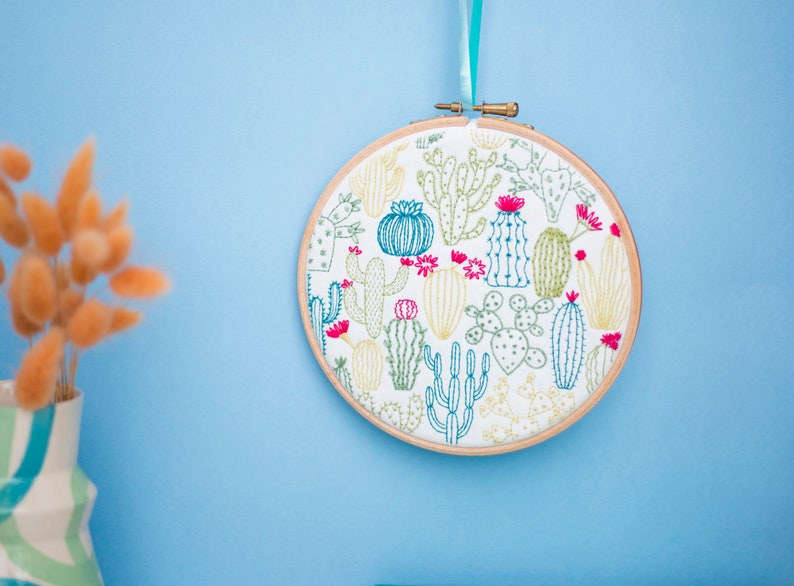 Cactus Hand Embroidery Pattern, Cacti Craft Project, Succulent Hoop Art, DIY Embroidery Pattern, Needlework PDF Pattern. image 2