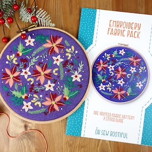 Winter Flowers Embroidery Pattern, Christmas Hoop Art Pattern, DIY Christmas Gifts, Xmas Embroidery Pattern, Winter Crafts For Adults zdjęcie 1