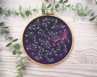 Horoscope Embroidery Kit, Astrology Needle Craft Kit, Constellation Embroidery Kit, Star Sign Hand Embroidery Kit, Star signs Needlework Kit