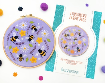 Bees Embroidery Pattern, Wildflowers Needle Craft Pattern, Lavender Embroidery Pattern, Spring Needlework Pattern, Wildlife Embroidery