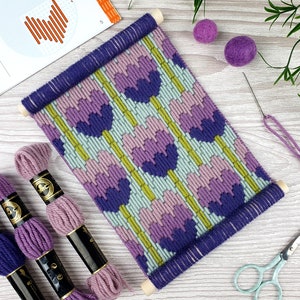 Floral Tapestry Kits, Modern Bargello Kits, Bargello Tapestry Kits, Beginners Needlepoint Kits, Modern Embroidery Kits, Beginners Craft Kits image 5