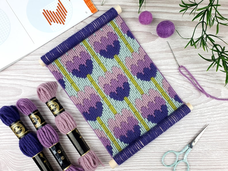 Floral Tapestry Kits, Modern Bargello Kits, Bargello Tapestry Kits, Beginners Needlepoint Kits, Modern Embroidery Kits, Beginners Craft Kits image 5