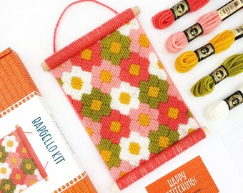 Bargello Kit, Daisy Tapestry Kits, Flower Bargello Embroidery Kits, Beginners Needlepoint Kits, Modern Embroidery Kits, Beginners Craft Kits