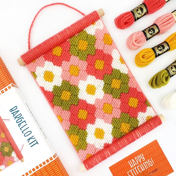 Bargello Kit, Daisy Tapestry Kits, Flower Bargello Embroidery Kits, Beginners Needlepoint Kits, Modern Embroidery Kits, Beginners Craft Kits